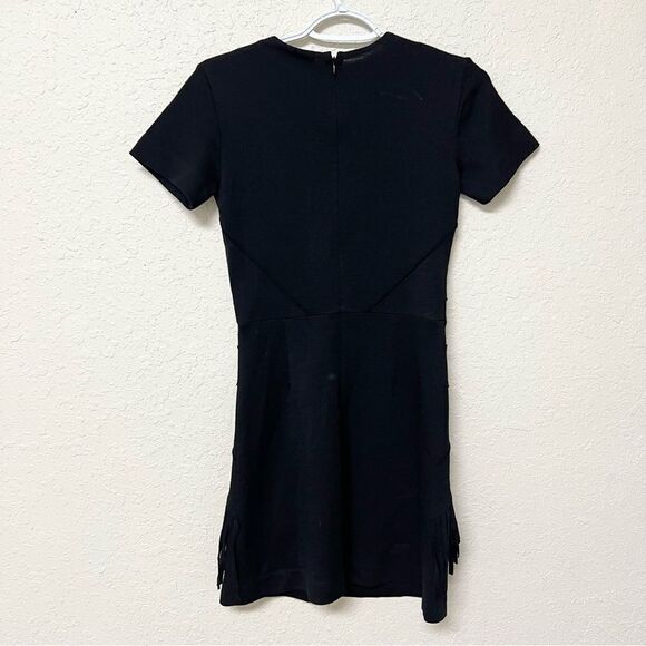 Sandro Paris Mini Black Dress Womens Fringe Tassel Size 1 - Picture 3 of 7